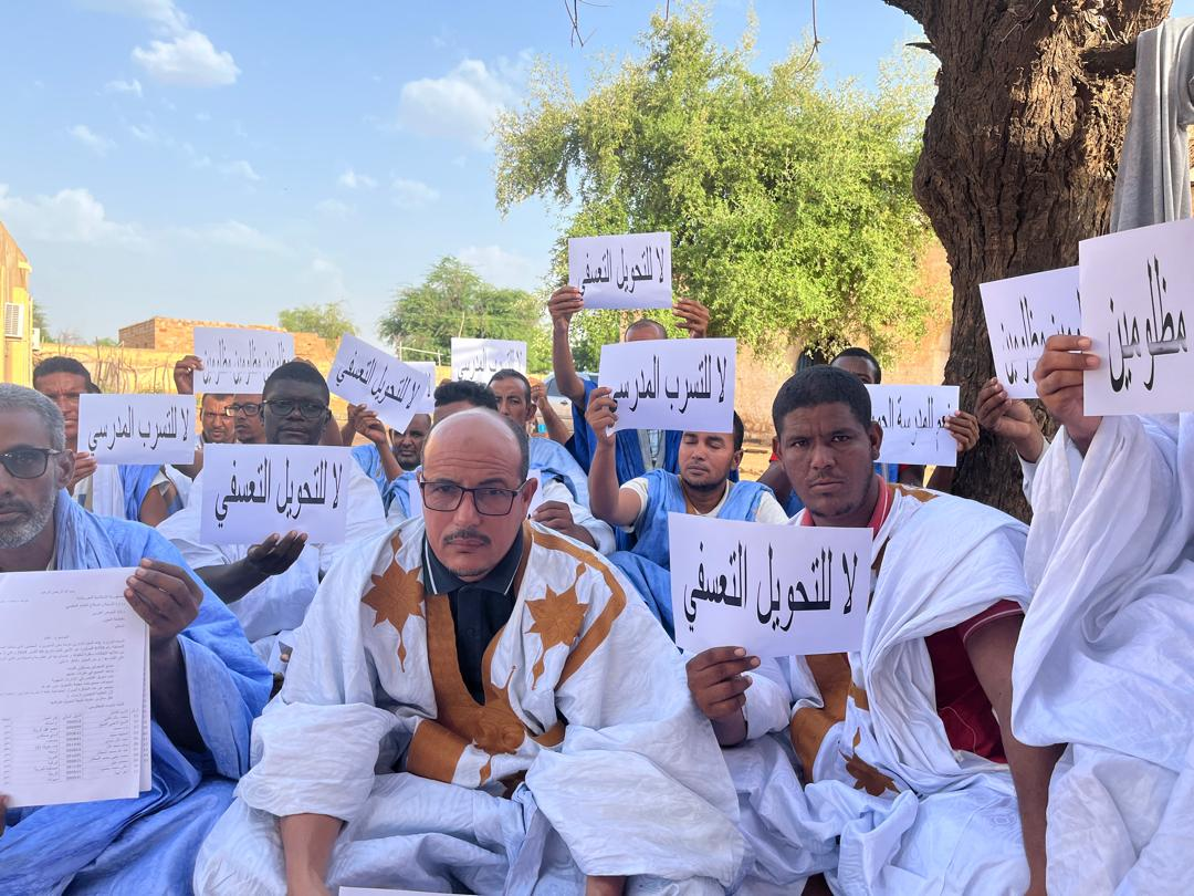 **"احتجاج معلمي الحوض الغربي ضد التحويلات التعسفية ومطالبهم بالحقوق المشروعة"**